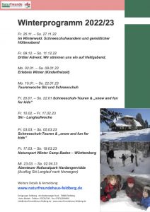 Naturfreundehaus Feldberg - Winterprogramm 2022/23